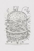en ritad för hand skiss av en hamburgare illustration foto