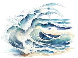 vattenfärg havet vatten vågor målning illustration foto