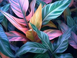 tropisk löv färgrik illustration bakgrund ai generativ foto