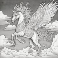 nouveau konst pegasus färg sidor foto