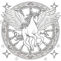 nouveau konst pegasus färg sidor foto