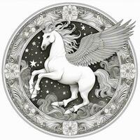 nouveau konst pegasus färg sidor foto