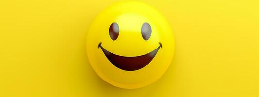 tecknad serie gul positiv leende, uttryckssymbol baner tillverkad med generativ ai foto