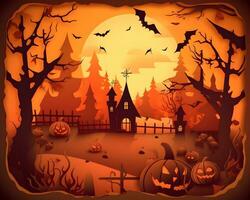 halloween papper konst bakgrund generativ ai. foto