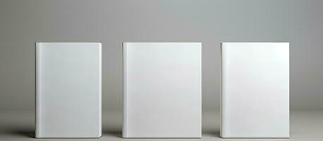 Foto av tre vit lådor anordnad i en rad med massor av tömma Plats för text eller grafik med kopia Plats