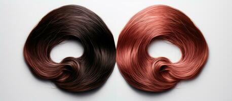 Foto av två tona hår färger på en rena bakgrund med kopia Plats
