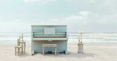 piano utanför skott på strand, ai generativ foto