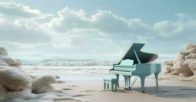 piano utanför skott på strand, ai generativ foto