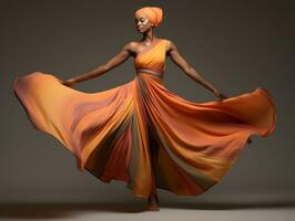studio skott av afrikansk kvinna dynamisk emotionell gester ai generativ foto