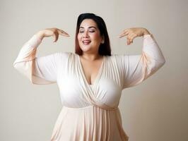 studio skott av plus storlek asiatisk kvinna ai generativ foto