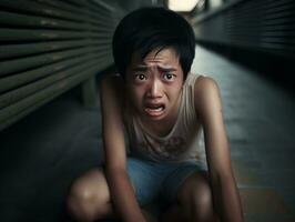 asiatisk unge i emotionell dynamisk utgör i skola ai generativ foto