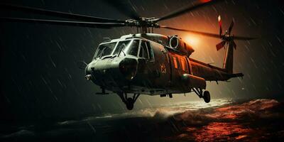 ai genererad. ai generativ. Marin nautisk marin militära helikopter trnsport rädda säker liv kust vakt. grafisk konst foto