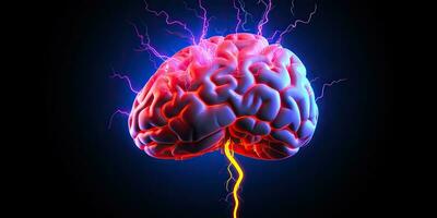 ai genererad. ai generativ. mänsklig neon hjärna huvud vaporwave synthwave retrowave ljus vetenskap systemet utbildning hologram. grafisk konst foto
