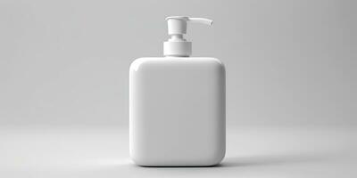 ai genererad. ai generativ. vit kosmetisk flaska behållare begrepp vit dekoration attrapp falsk upp bakgrund. grafisk konst foto