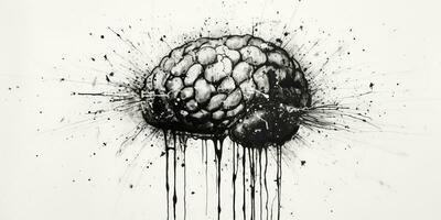 ai genererad. ai generativ. mänsklig hjärna skiss bläck dra gata konst anatomi konst. banksy urban kultur grafisk. grafisk konst foto