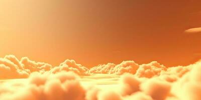 ai genererad. ai generativ. himmel moln luft Drönare se gul orange Färg bakgrund landskap. äventyr resa resa utomhus- flyga. grafisk konst foto