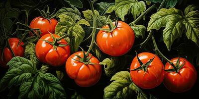 ai genererad. ai generativ. många röd färsk tomater grönsaker jordbruk. grafisk konst foto