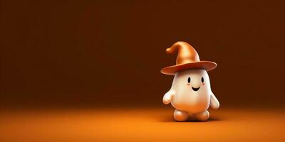 illustration ute liten spöke bär häxa hatt tillverkad med generativ ai foto