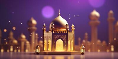 modern islamic Semester bakgrund dekorativ arabicum tillverkad med generativ ai foto