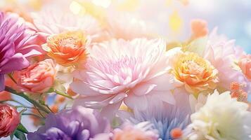 stänga upp kirigami stil blomma blommig bukett dekoration tillverkad med generativ ai foto
