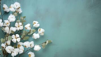 färsk bomull blommor naturlig bakgrund foto