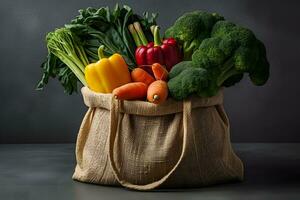 färsk grönsaker i en väska. ai generativ foto