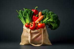 färsk grönsaker i en väska. ai generativ foto