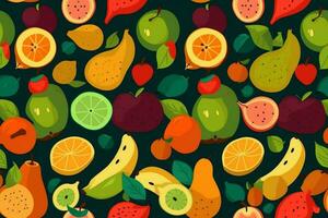 färsk frukt sömlös mönster. ai generativ foto