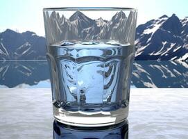 häller vatten in i en glas mot de natur bakgrund. skapas med generativ ai teknologi. foto