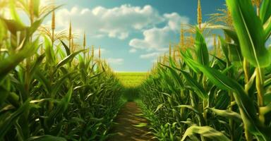 majs kolvar i majs plantage fält. skapas med generativ ai teknologi. foto