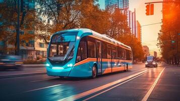 trolleybuss av en skön transport med trogen design. ai genererad. foto