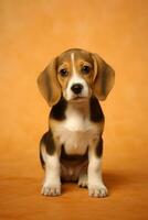 mycket söt valp beagle i natur, nationell geografi, bred liv djur. ai genererad. foto