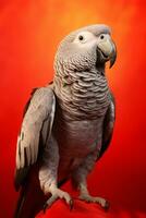 mycket söt afrikansk grå papegoja i natur, nationell geografi, bred liv djur. ai genererad. foto