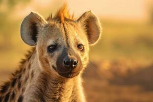 hyena i natur, nationell geografi, bred liv djur. ai genererad. foto