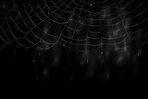spindelnät med mörk bakgrund, vit spindelnät, ai genererad foto