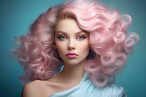 modell flicka med rosa hår foto