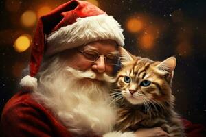 santa claus med katt foto