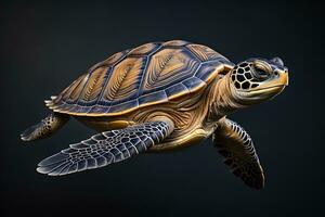 en hav sköldpadda isolerat på fast Färg bakgrund. ai generativ foto