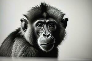 porträtt av en makak apa. ai generativ foto