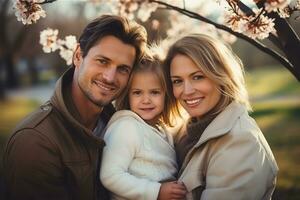 lycklig familj i parken foto