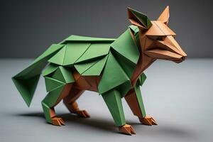 papper origami djur- isolerat på fast Färg bakgrund. ai generativ foto