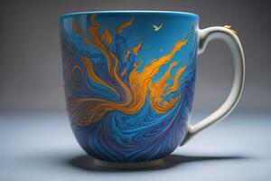 kopp av kaffe med abstrakt mönster. generativ ai foto