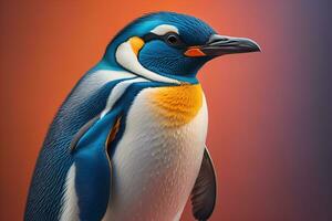 pingvin på färgad bakgrund. generativ ai foto