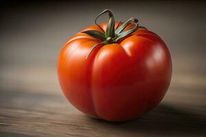 färsk tomatoe på en trä- bakgrund. ai generativ foto