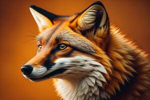 porträtt av en röd räv, vulpes vulpes. ai generativ foto