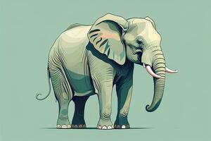 vektor illustration av ett elefant. isolerat på en fast Färg bakgrund. ai generativ foto