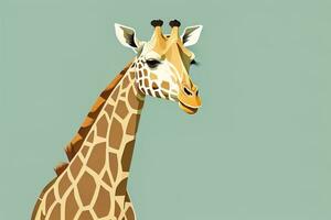 giraff isolerat på grön bakgrund. tecknad serie stil. vektor illustration. ai generativ foto