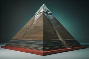 kreativ och färgrik pyramid på en fast Färg bakgrund. ai generativ foto