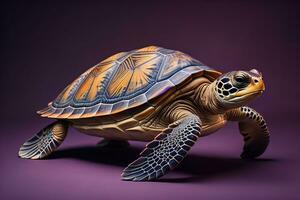 en hav sköldpadda isolerat på fast Färg bakgrund. ai generativ foto