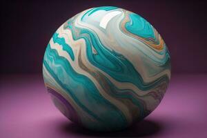 färgrik marmor boll på en fast Färg bakgrund. närbild. ai generativ foto